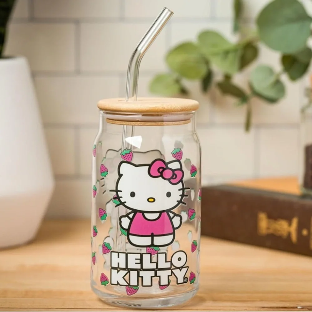Hello Kitty Glass Tumbler with Straw - Picture 1 of 8